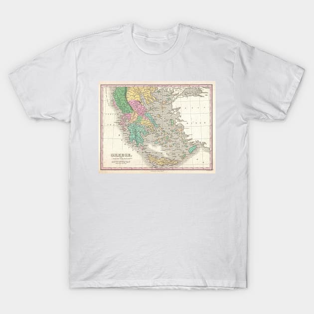 Vintage Map of Greece (1827) T-Shirt by Bravuramedia